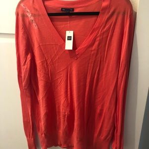 Gap light long sleeve XL coral sweater.